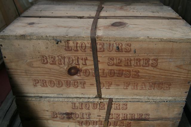 Crates of liqueurs