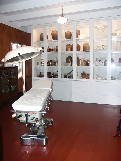 Operating table and pharmacy display cases